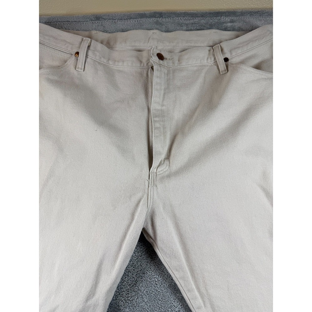 Vtg 80s Wrangler 42x32 USA White Denim Jeans Western Cowboy - Picture 2 of 8